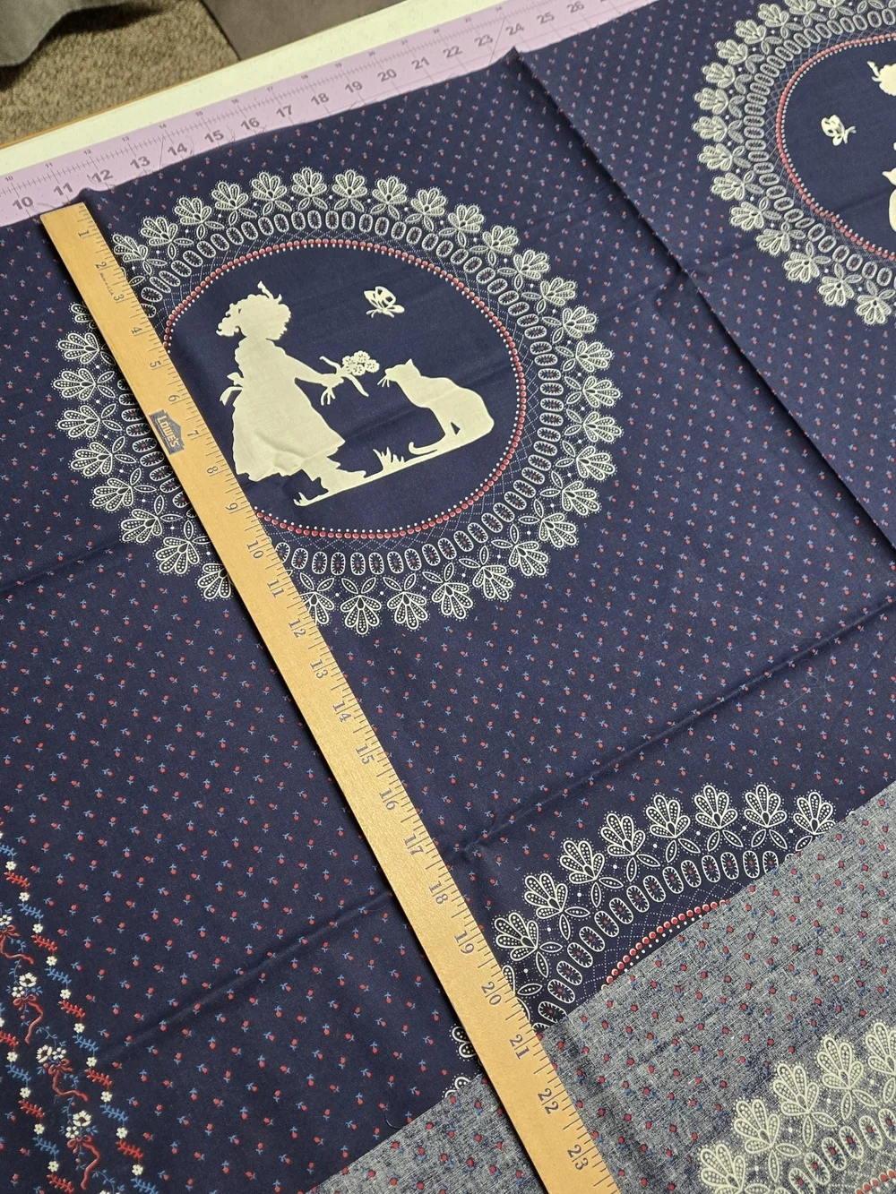 Navy and Cream Silhouette Accent Pillow Panel - Unbranded